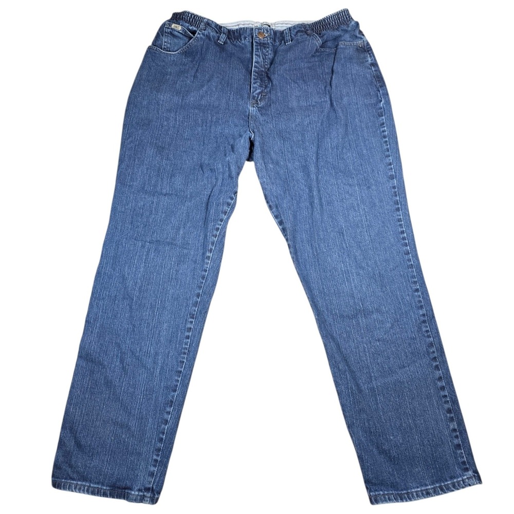 Lee Womens 20W Medium Side Elastic Waist Straight Leg Jeans Blue Denim 3086141